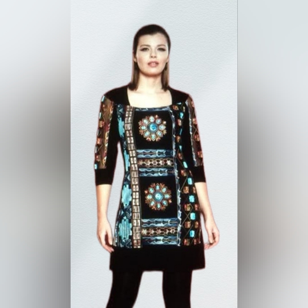 Luc Fontaine Babylone Short Boho Tunic Dress Embroidered Womens Size 10 - Picture 4 of 16